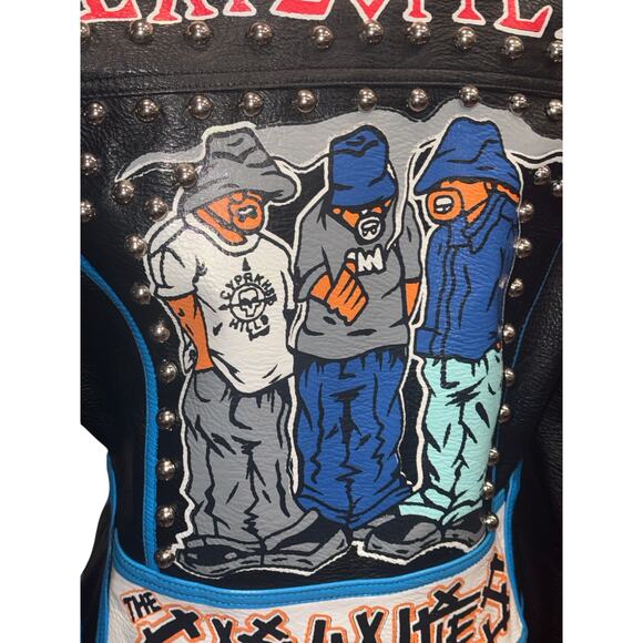 AZALEA WANG Medium STUDDED LEATHER JACKET PUNK MISFITS CASUALTIES EXPLOITED - Picture 15 of 16